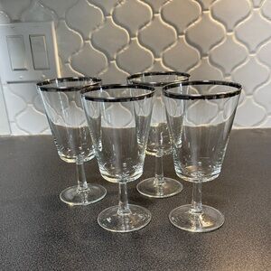 Sophisticated Silver-Trimmed Wine Glass Set by Cristal D’arques